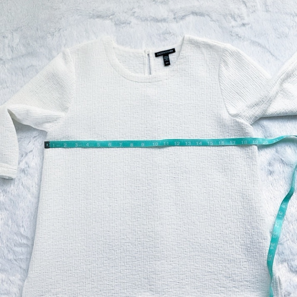 Like New Eileen Fisher White Tencel & Organic Cotton Honeycomb Box Top - Picture 4 of 8